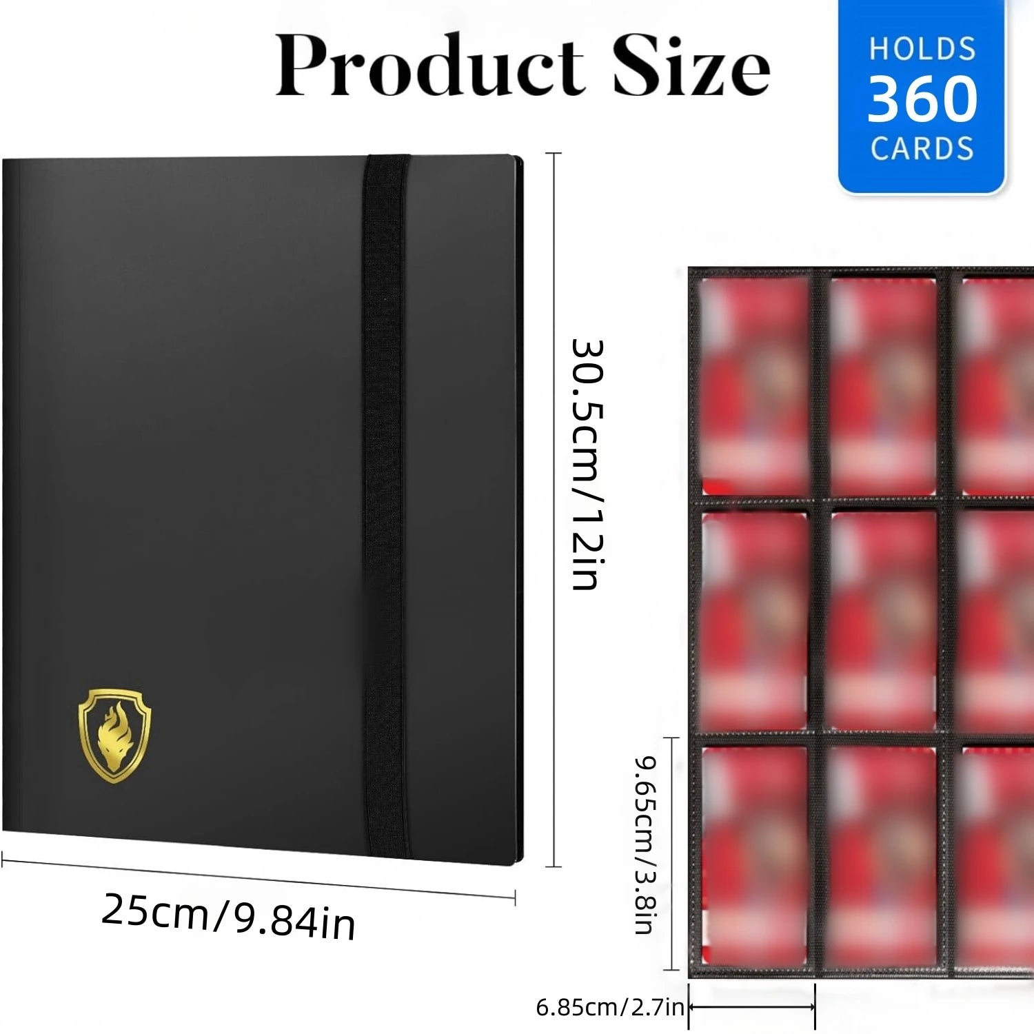 Classeur à Cartes avec Fermeture Zippée – 9 Poches, Capacité 360 Cartes, Couverture Premium